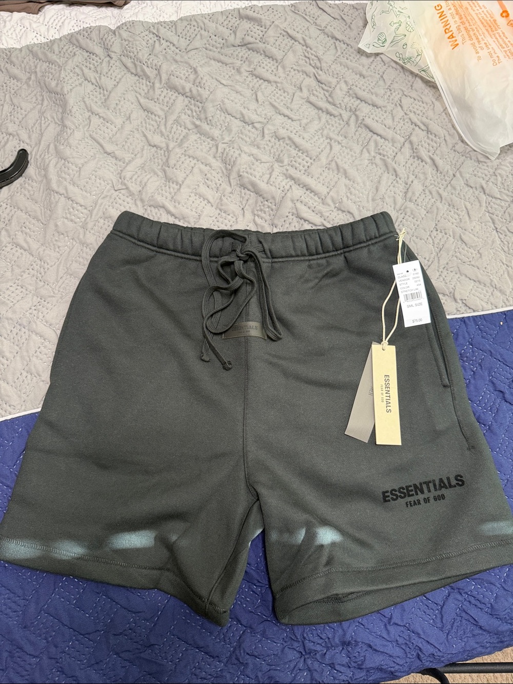 Essentials Men's Black Athletic Drawstring Shorts
